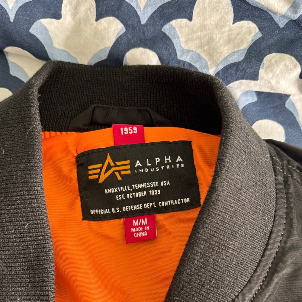Alpha Industries Women’s MA-1 Bomber Jacket - Black/Orange - Picture 2 of 6